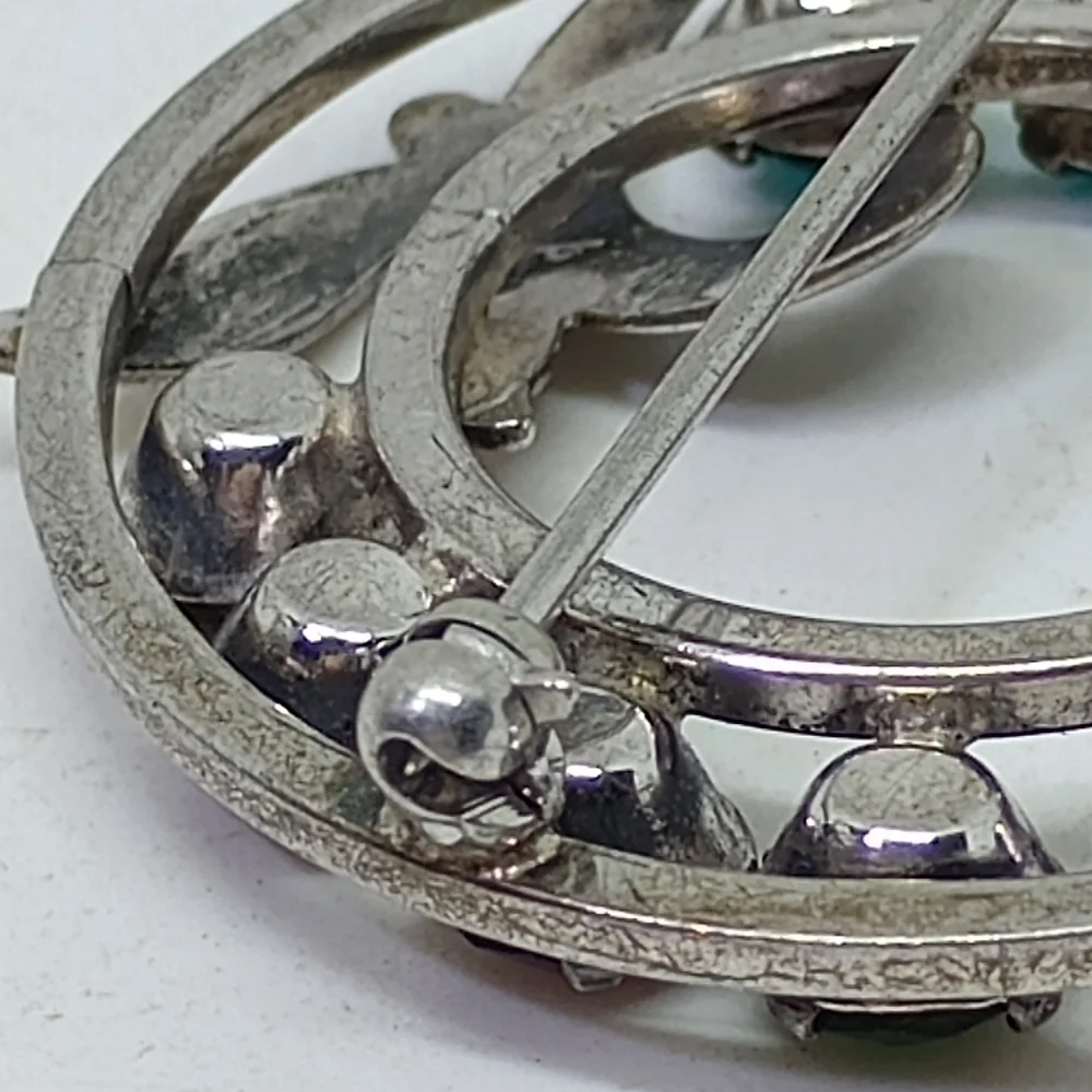 * vintage Van Dell sterling silver  multi color rhinestones pin brooch